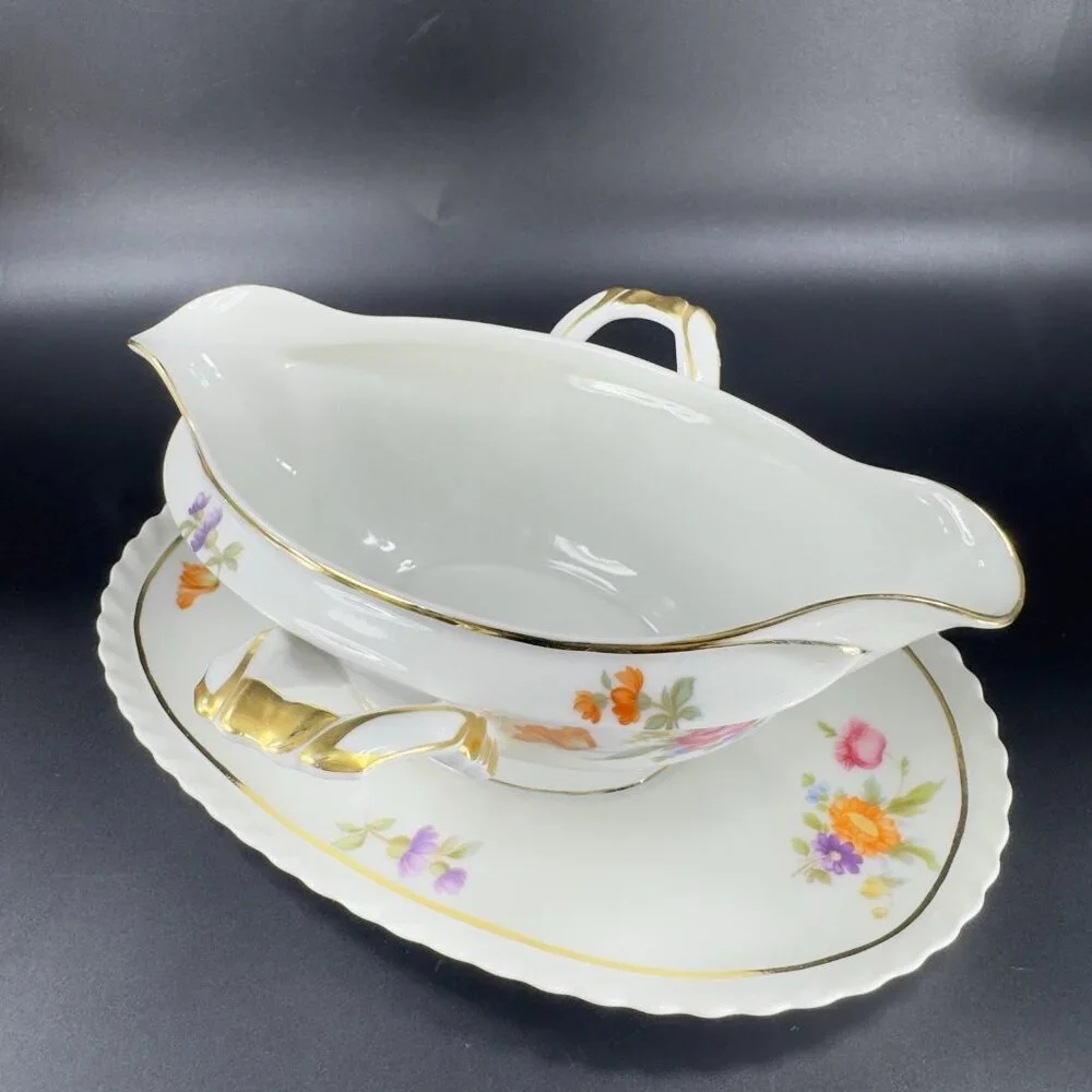 Vintage K&A Krautheim Selb Bavaria Porcelain‎ Sauce Bowl Gravy Boat With Handles